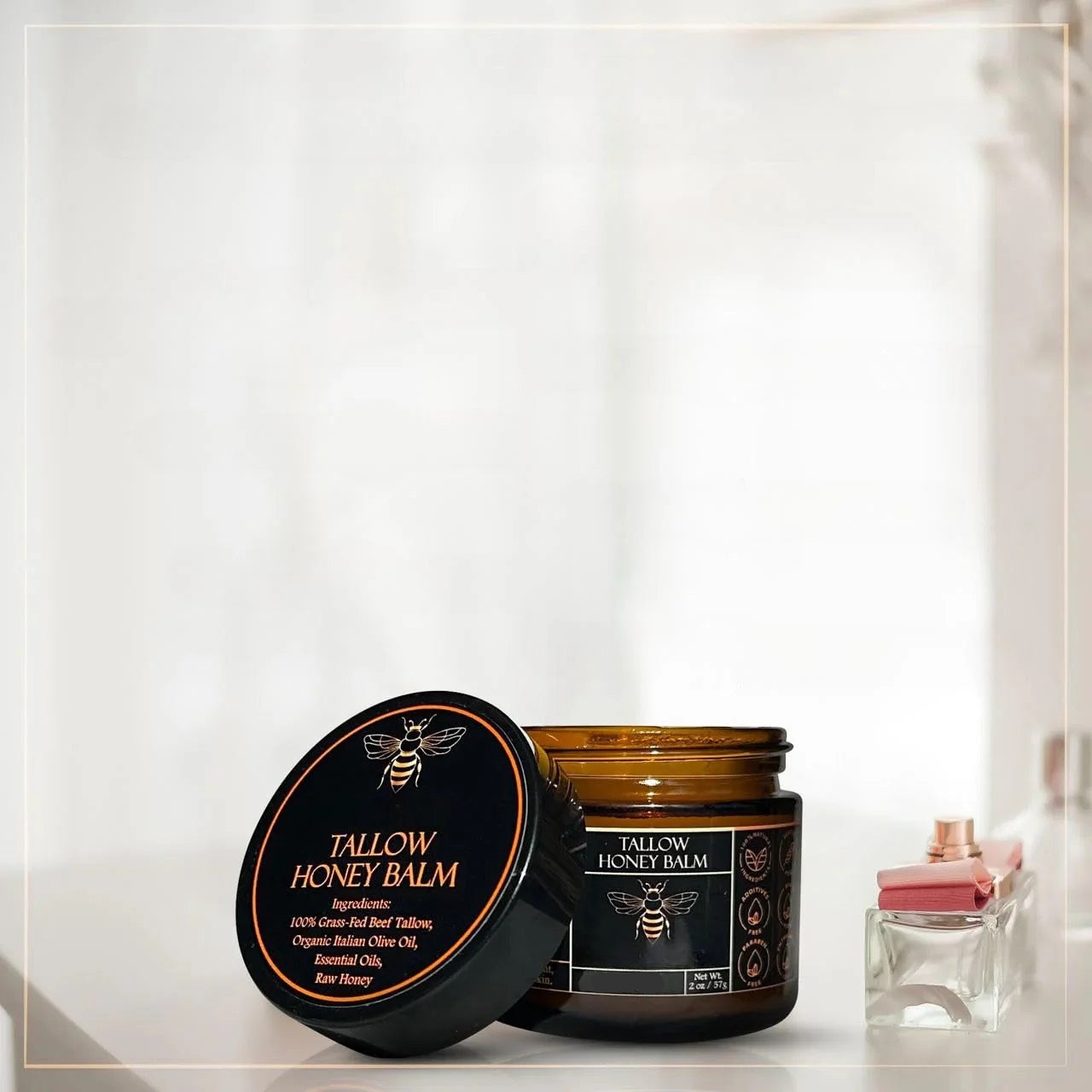 Organic Grass-Fed Beef Tallow Balm with Raw Honey