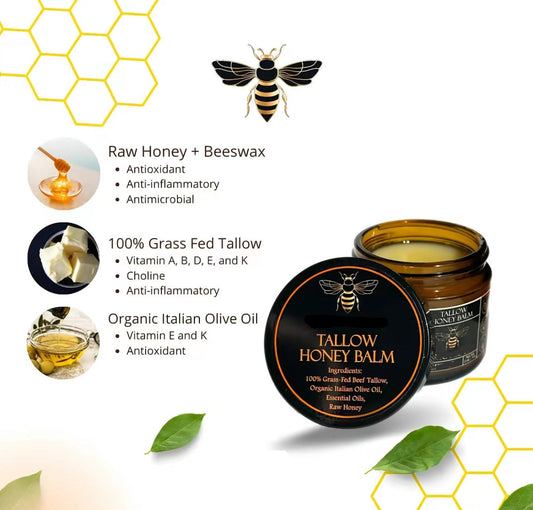 Organic Grass-Fed Beef Tallow Balm with Raw Honey