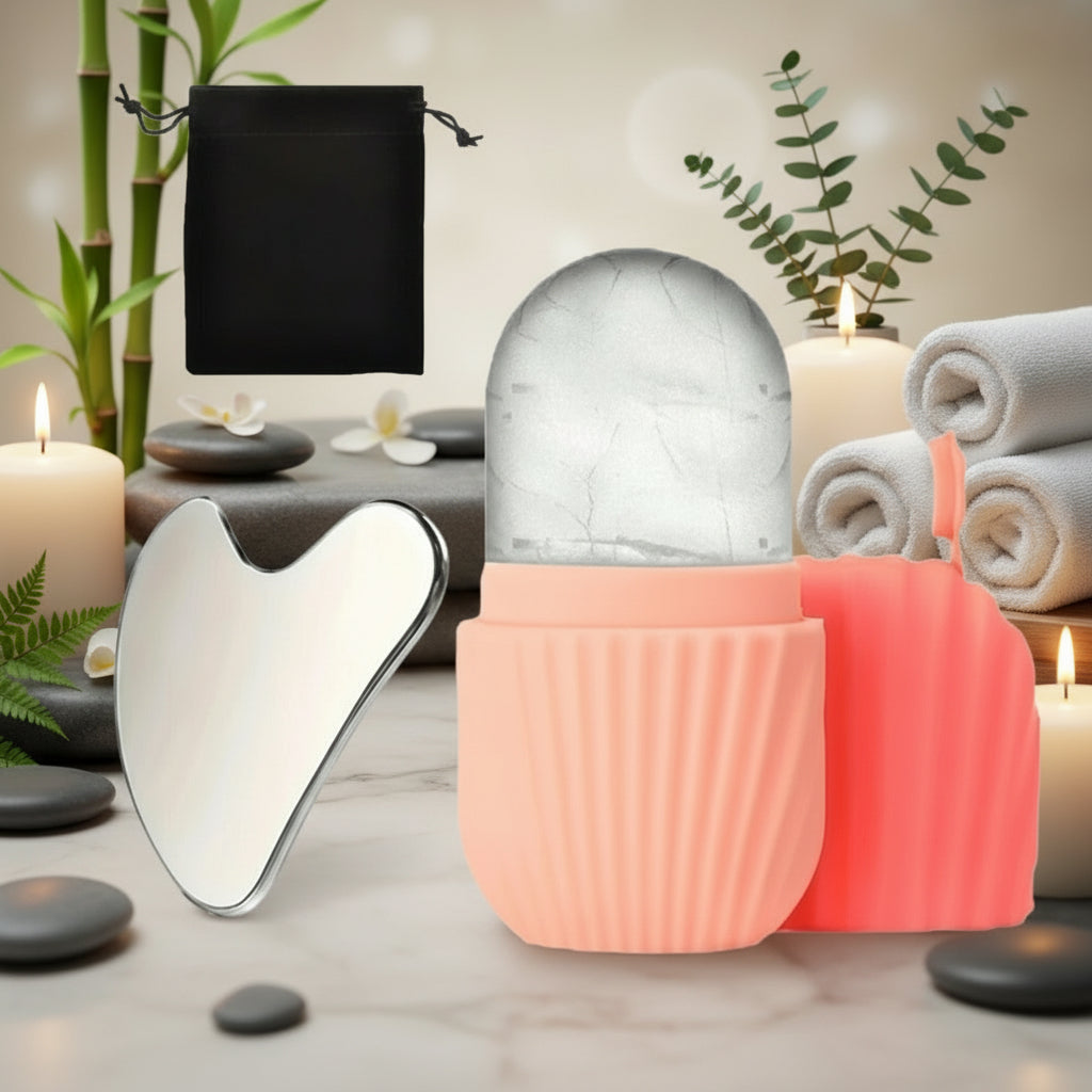 Natural Gua Sha Set with Ice Roller