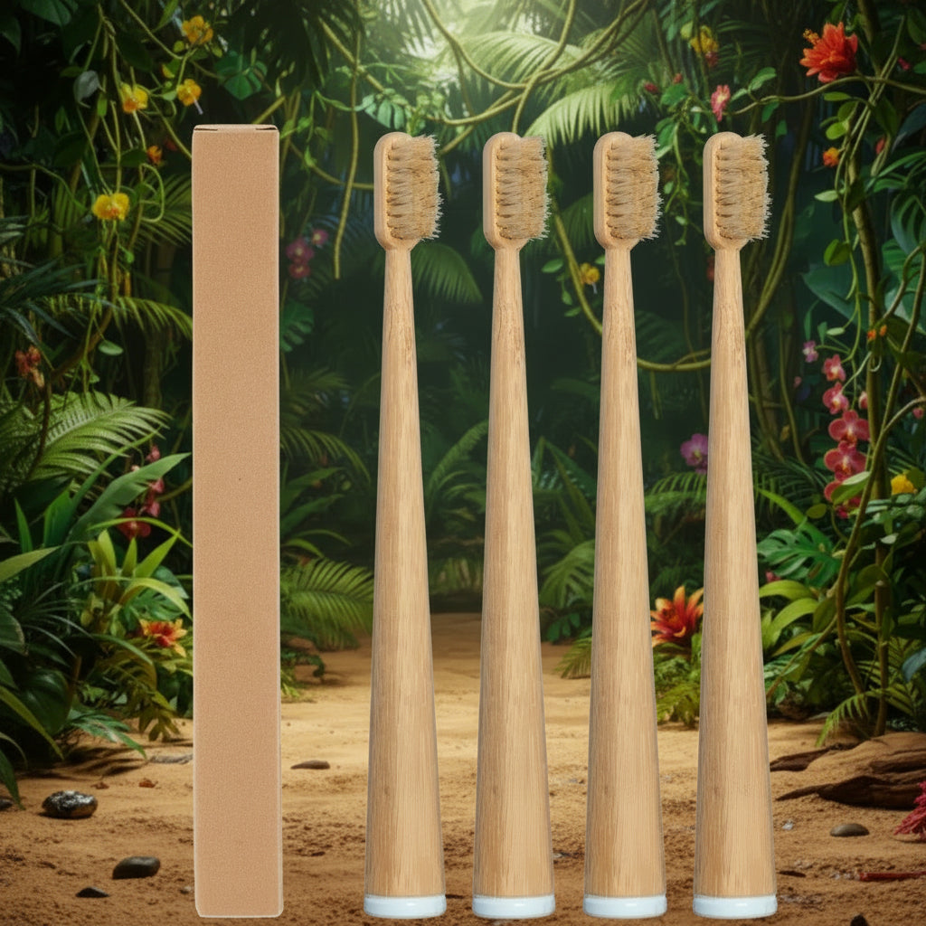 ThryveHouse Boar Bristle and Bamboo Toothbrush (4Pack)